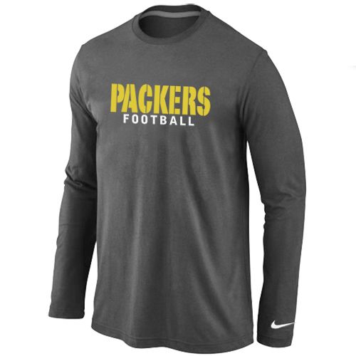 Nike Green Bay Packers Authentic Font Long Sleeve NFL T-Shirt - Dark Grey